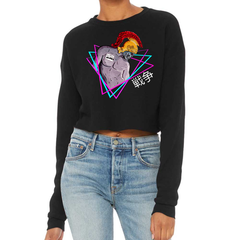 Cyborg Roman Soldier Vaporwave Cropped Sweater by anunerazb | Artistshot