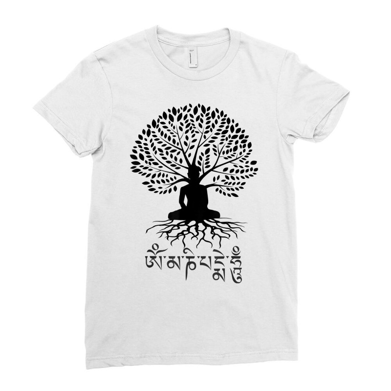 Buddha Om Mani Padme Hum Buddhist Mantra Tree Of Life T Shirt Ladies Fitted T-Shirt by noelenedh2mar | Artistshot