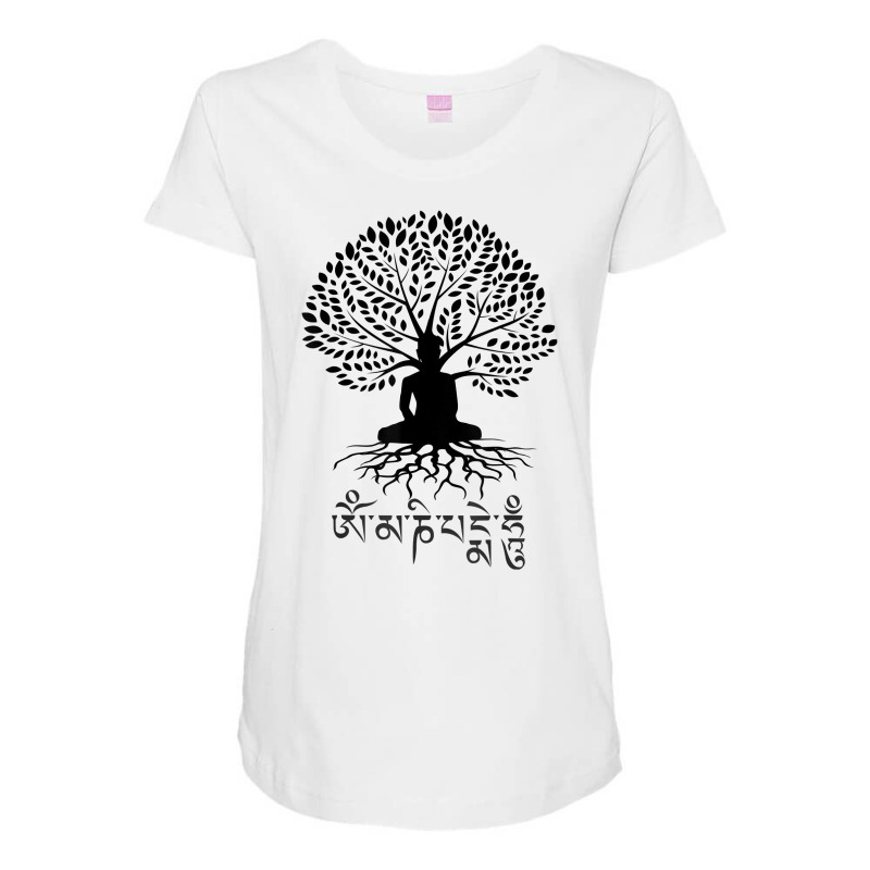 Buddha Om Mani Padme Hum Buddhist Mantra Tree Of Life T Shirt Maternity Scoop Neck T-shirt by noelenedh2mar | Artistshot