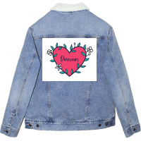 Dinosaur Lover Poster Girl Unisex Sherpa-lined Denim Jacket | Artistshot