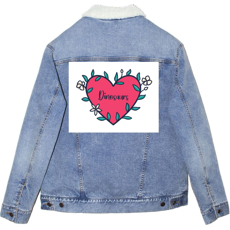 Dinosaur Lover Poster Girl Unisex Sherpa-lined Denim Jacket | Artistshot