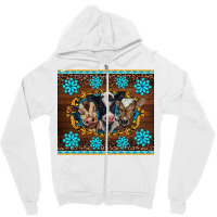 Western Baby Cow Turquoise Gemstones  Leopards Zipper Hoodie | Artistshot