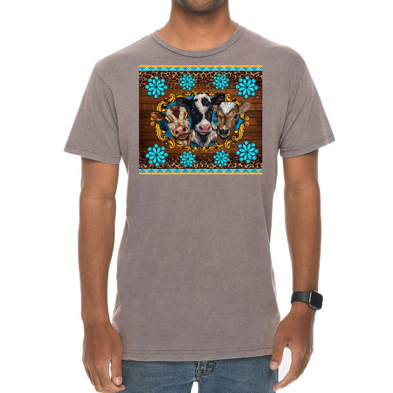 Western Baby Cow Turquoise Gemstones  Leopards Vintage T-shirt | Artistshot