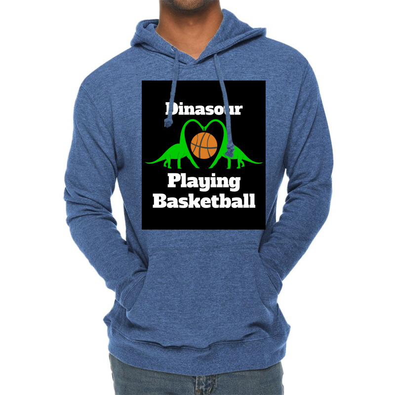 Dinosaur Playing Basketball Poster Girl Aesthetic Lightweight Hoodie | Artistshot