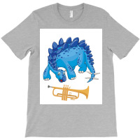 Dinosaur Playing Trumpet Funny Good Dinosaur Trumpet Lovers Cute Blue T-shirt | Artistshot