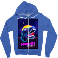 Electric Jurassic Rex   Dominate The Planet Zipper Hoodie | Artistshot