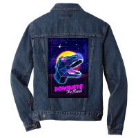 Electric Jurassic Rex   Dominate The Planet Men Denim Jacket | Artistshot