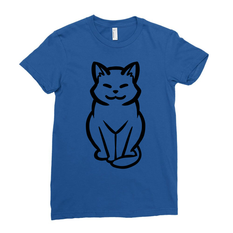 Chunky Cat Sitting Front Drawing Blank Ladies Fitted T-Shirt by rinniujryy | Artistshot