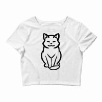 Chunky Cat Sitting Front Drawing Blank Crop Top | Artistshot