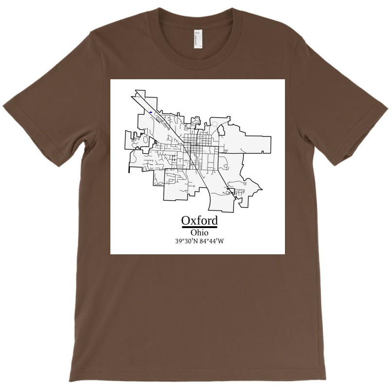 Oxford Ohio Road Map Art Blue Rivers And Dark Roads City Limits Style T-shirt | Artistshot