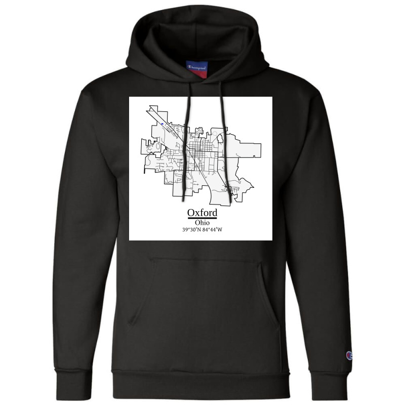 Oxford Ohio Road Map Art Blue Rivers And Dark Roads City Limits Style Champion Hoodie | Artistshot