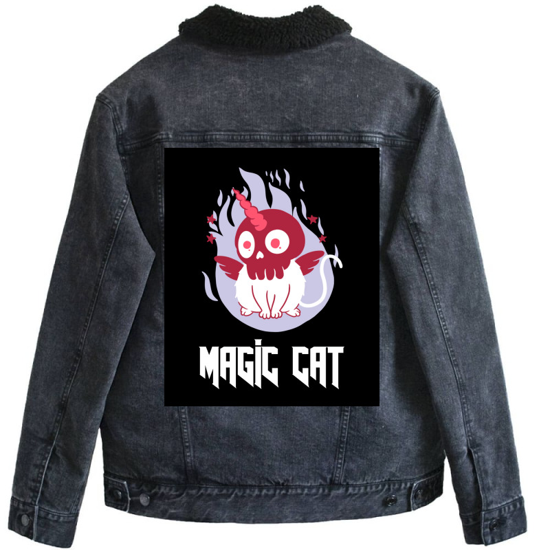 Magic Cat Poster Nature Unisex Sherpa-Lined Denim Jacket by gooyelusvi7 | Artistshot