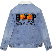 Hoop There It Is College March Basketball Madness Brackets Unisex Sherpa-lined Denim Jacket | Artistshot