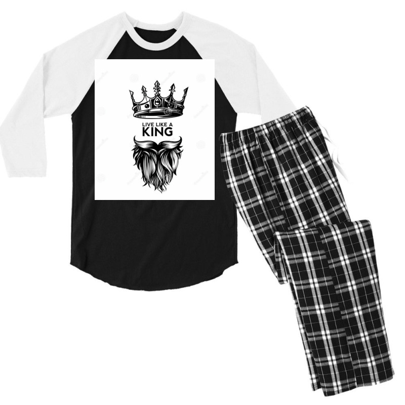 Live Like A King  70s Men's 3/4 Sleeve Pajama Set | Artistshot