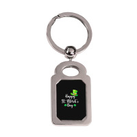 St Patricks Day T  Shirt Happy St. Patrick's Day Green T  Shirt Silver Rectangle Keychain | Artistshot