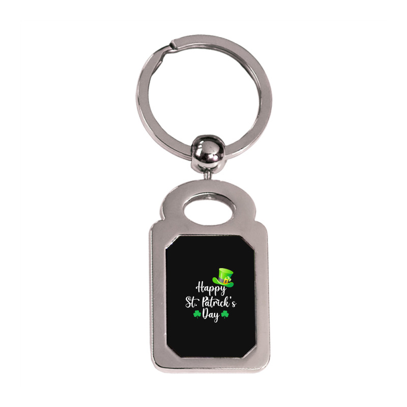 St Patricks Day T  Shirt Happy St. Patrick's Day Green T  Shirt Silver Rectangle Keychain | Artistshot