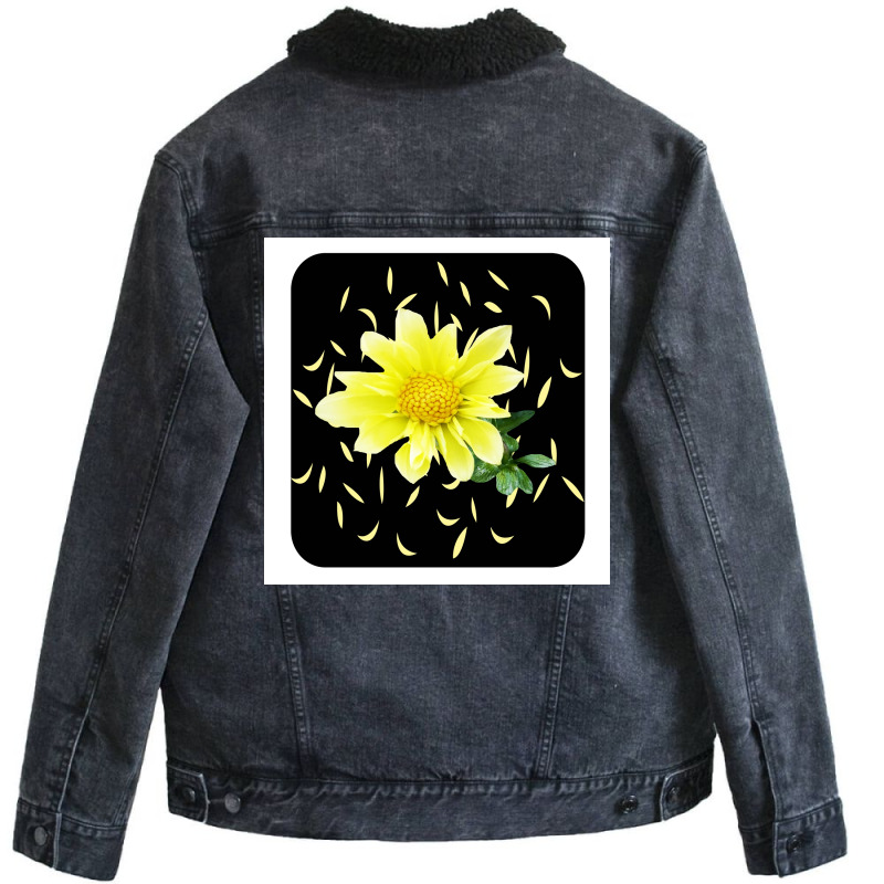 Pocket Yellow Flower  Stars Unisex Sherpa-lined Denim Jacket | Artistshot