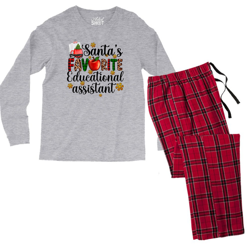 Santa's Favorite Educational Assistant Men's Long Sleeve Pajama Set | Artistshot