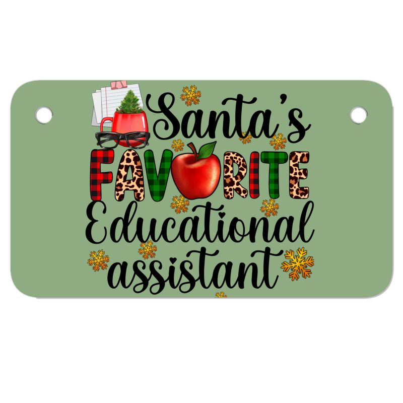 Santa's Favorite Educational Assistant Motorcycle License Plate | Artistshot