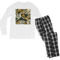 Trend Pattern With Tropical Leaves Plants  Retro Quote Men's Long Sleeve Pajama Set | Artistshot