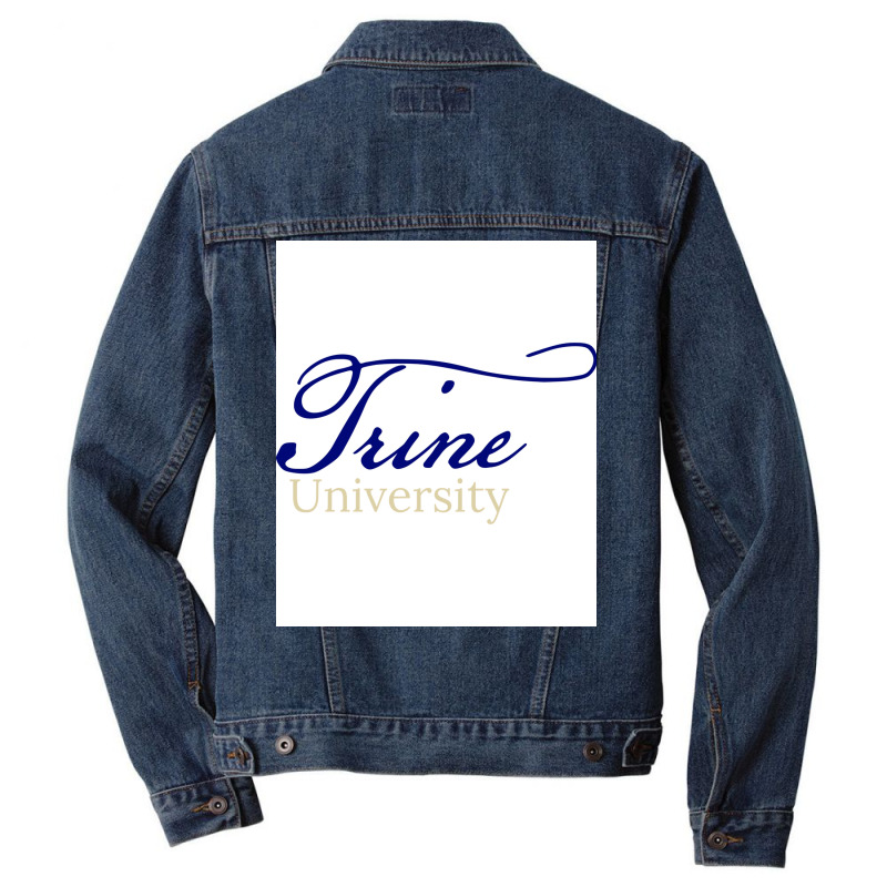 Trine University Sticker  Yellow Men Denim Jacket | Artistshot