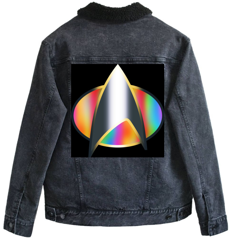 Science Fiction Tv Show Pride Rainbow Badge Insignia Poster Cute Unisex Sherpa-lined Denim Jacket | Artistshot