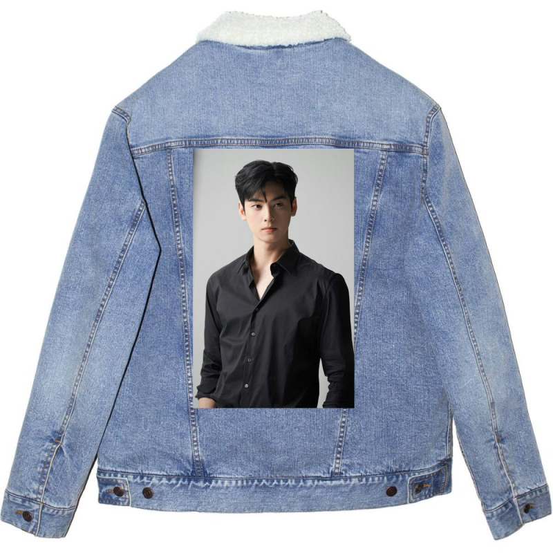 Cha Eunwoo   Handsome Photoshoot Unisex Sherpa-Lined Denim Jacket by mannoakciu | Artistshot