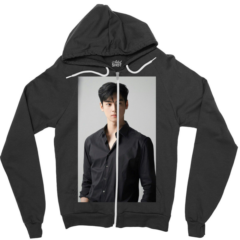 Cha Eunwoo   Handsome Photoshoot Zipper Hoodie by mannoakciu | Artistshot