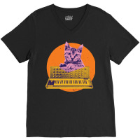 Cool Cat Synthesizer Music Producer Design V-neck Tee | Artistshot