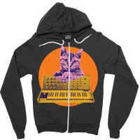 Cool Cat Synthesizer Music Producer Design Zipper Hoodie | Artistshot