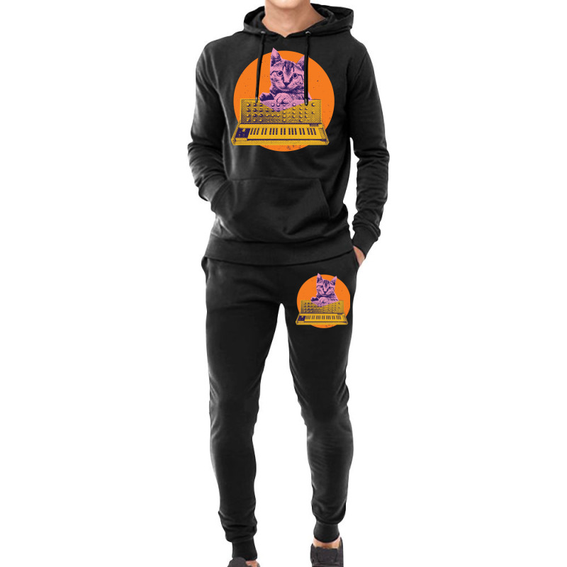 Cool Cat Synthesizer Music Producer Design Hoodie & Jogger Set | Artistshot