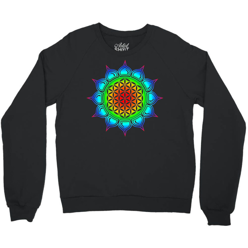 Flower Of Life   Heart Chakra Lotus Crewneck Sweatshirt by Softadept | Artistshot