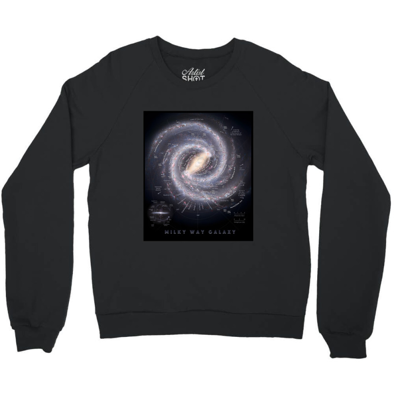 Milky Way Galaxy Map Hd Crewneck Sweatshirt by AllenSCrowley | Artistshot