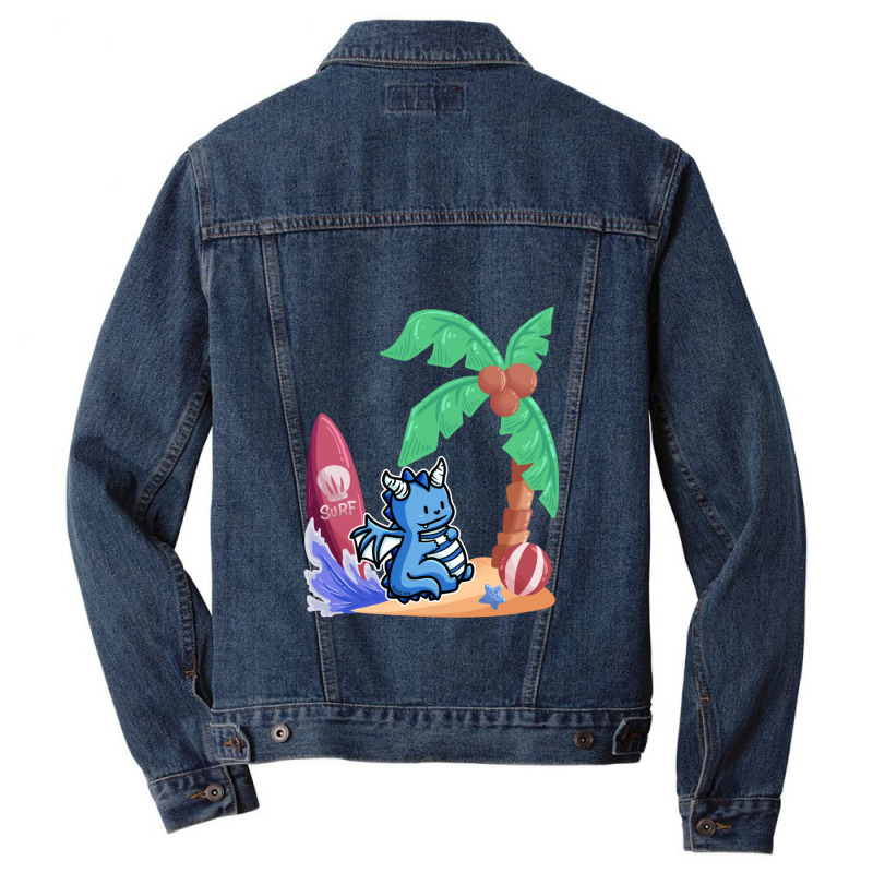 Dragon Surfbrett Island Palme Wasserbill 1 Men Denim Jacket by IsabelConstance | Artistshot