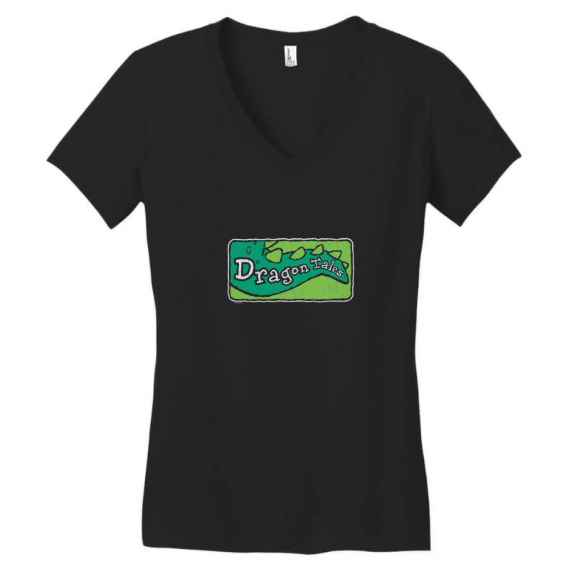 Dragon Tales Black 1 Women's V-Neck T-Shirt by IsabelConstance | Artistshot