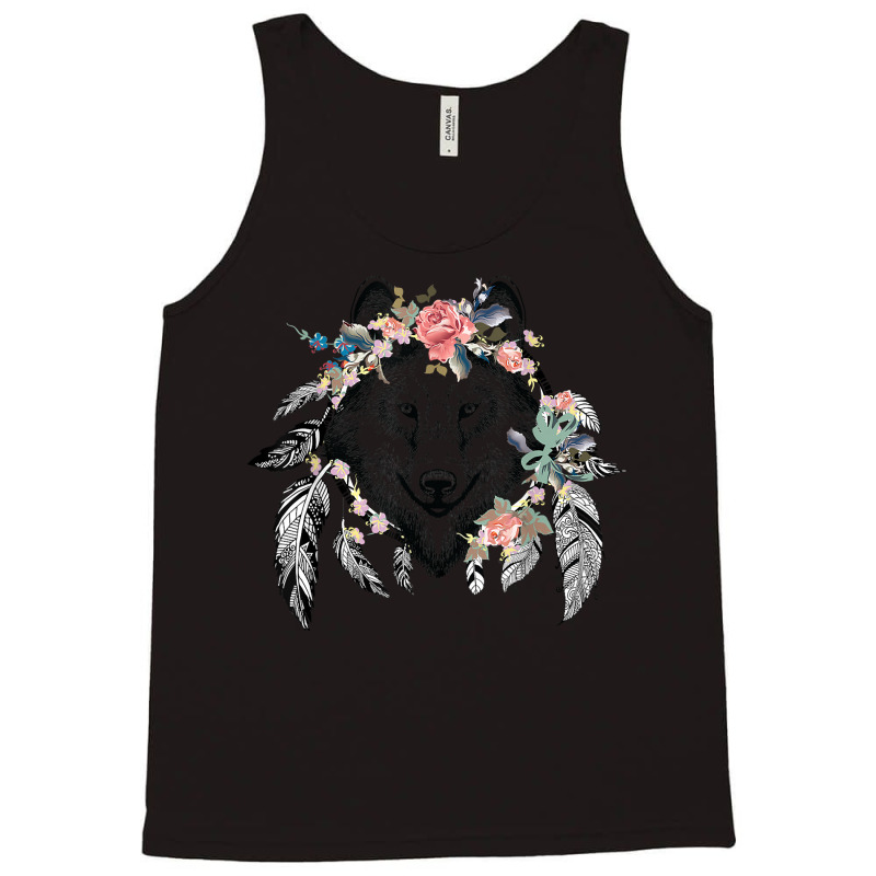 Ethnic Tribal Wolf Head Boho Feather Native American Hippie T Shirt Tank Top | Artistshot