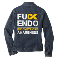 Fuck Endo Endometriosis Awareness Month Endo Support Ribbon T Shirt Ladies Denim Jacket | Artistshot