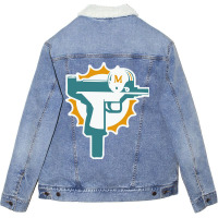 Miami Gun Dolphin Unisex Sherpa-lined Denim Jacket | Artistshot