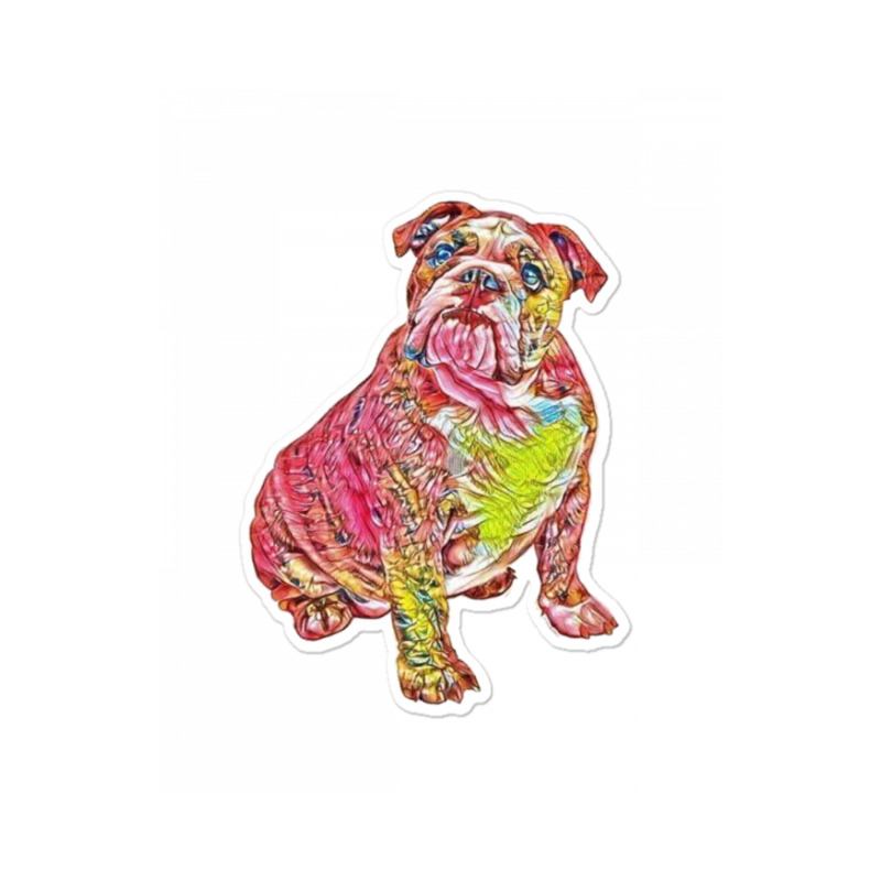 A Cute Bulldog Sitting And Lo Sticker | Artistshot