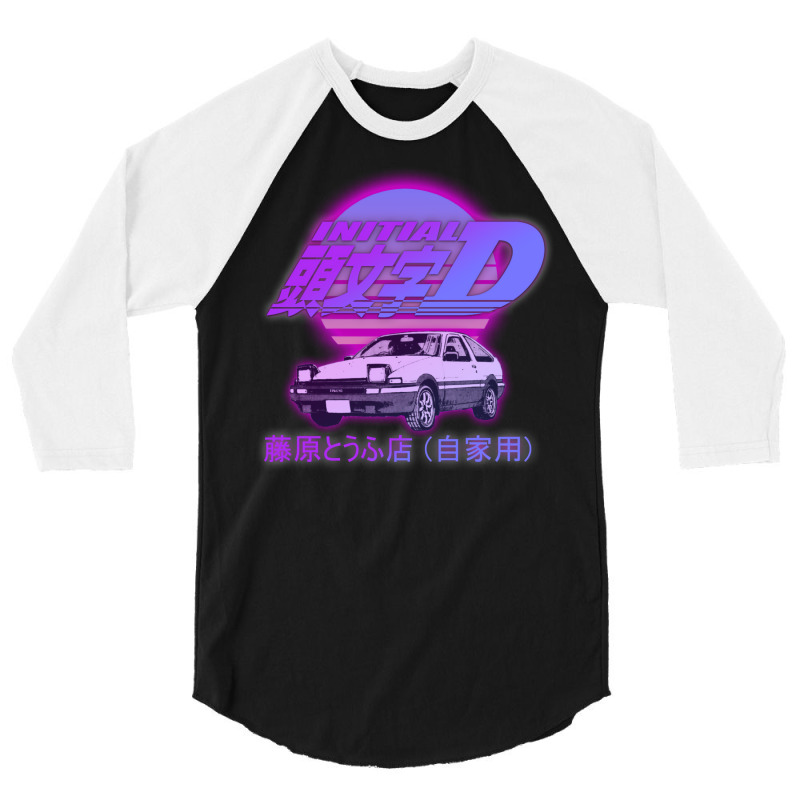 Initial D Ae86 Retro Synthwave 3/4 Sleeve Shirt by pernerdhiwary | Artistshot