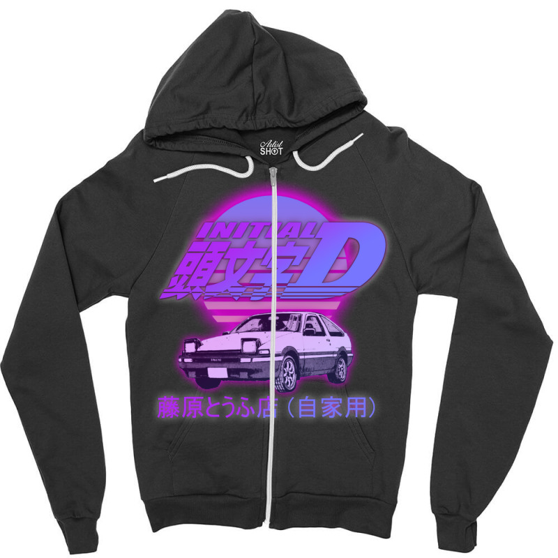 Initial D Ae86 Retro Synthwave Zipper Hoodie by pernerdhiwary | Artistshot