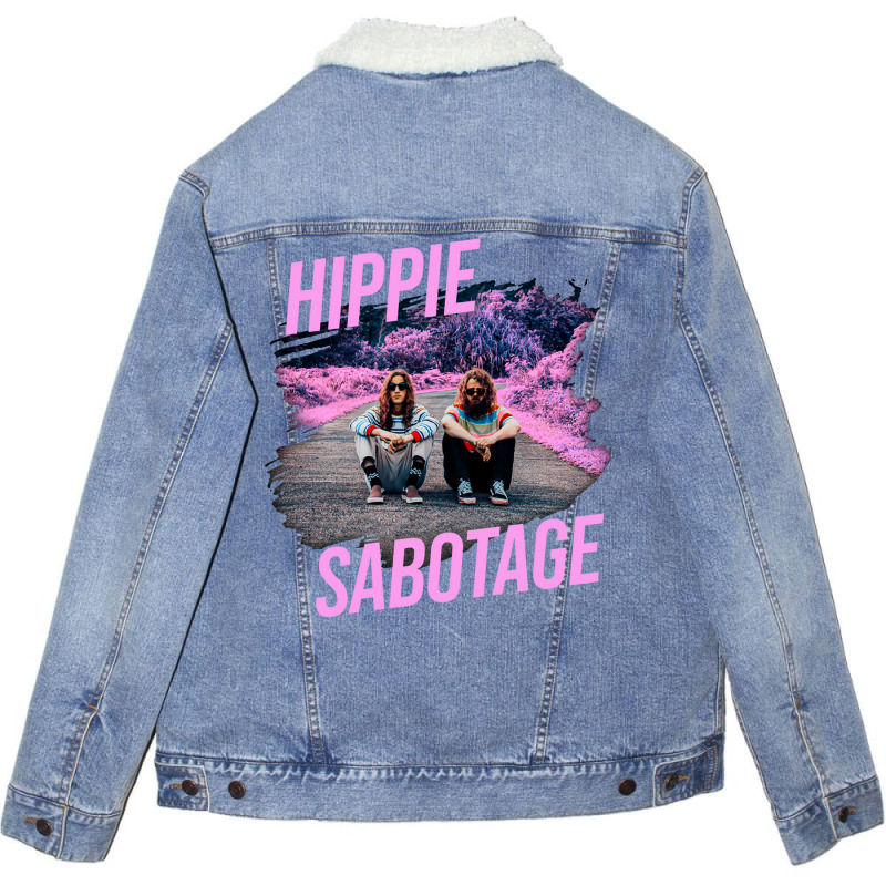 Hippie Sabotage Aesthetic Style Photo With Text Unisex Sherpa-lined Denim Jacket | Artistshot