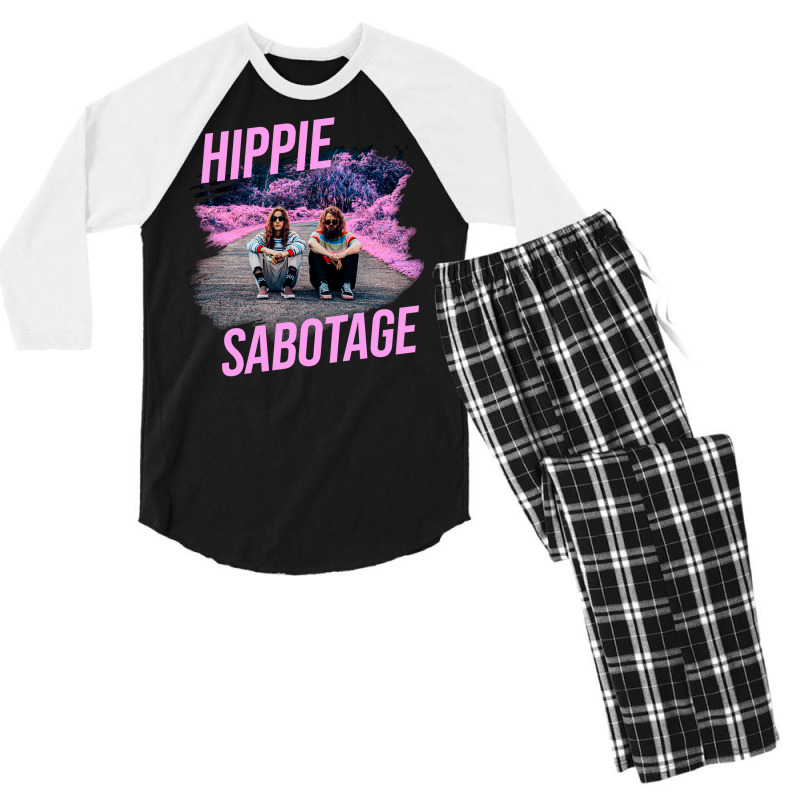 Hippie Sabotage Aesthetic Style Photo With Text Men's 3/4 Sleeve Pajama Set | Artistshot