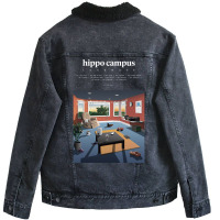 Hippo Campus   Landmark (2017) Music Album Cover Poster Unisex Sherpa-lined Denim Jacket | Artistshot