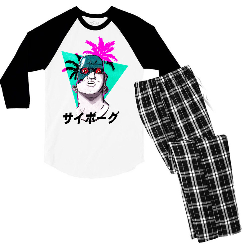 Greek Bust Cyborg Vaporwave Men's 3/4 Sleeve Pajama Set by camojafurxhiv | Artistshot