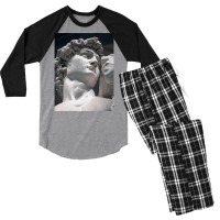 Greek Statue Of David Vaporwave Men's 3/4 Sleeve Pajama Set | Artistshot