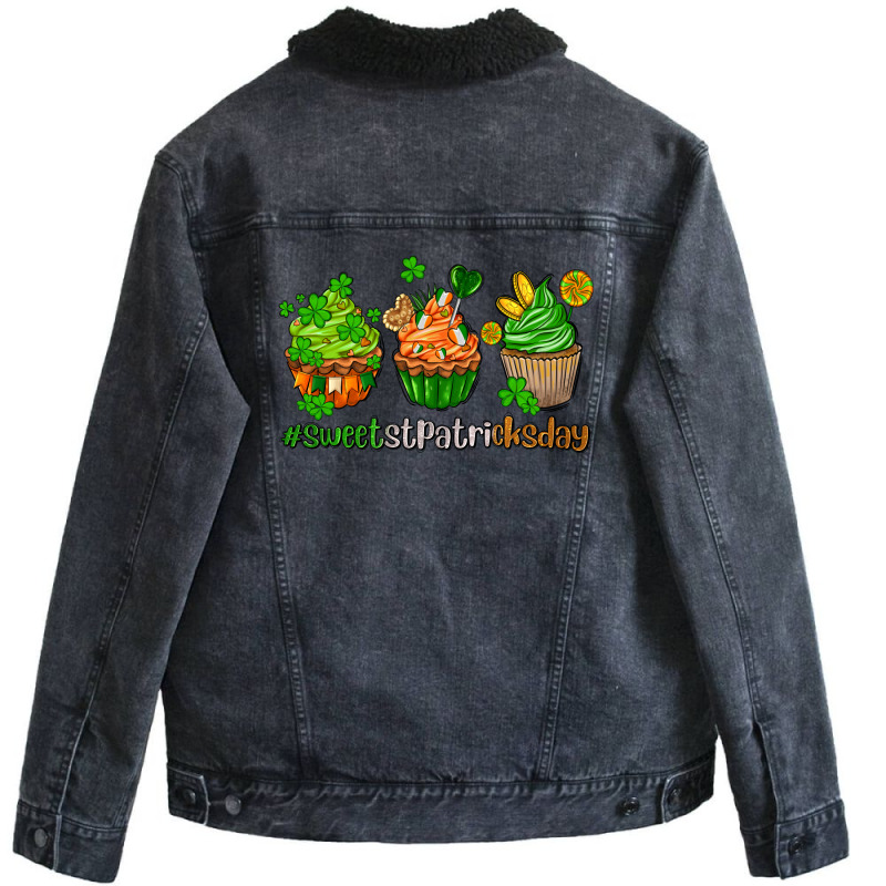 Sweet St Patricks Day Cupcake Unisex Sherpa-lined Denim Jacket | Artistshot
