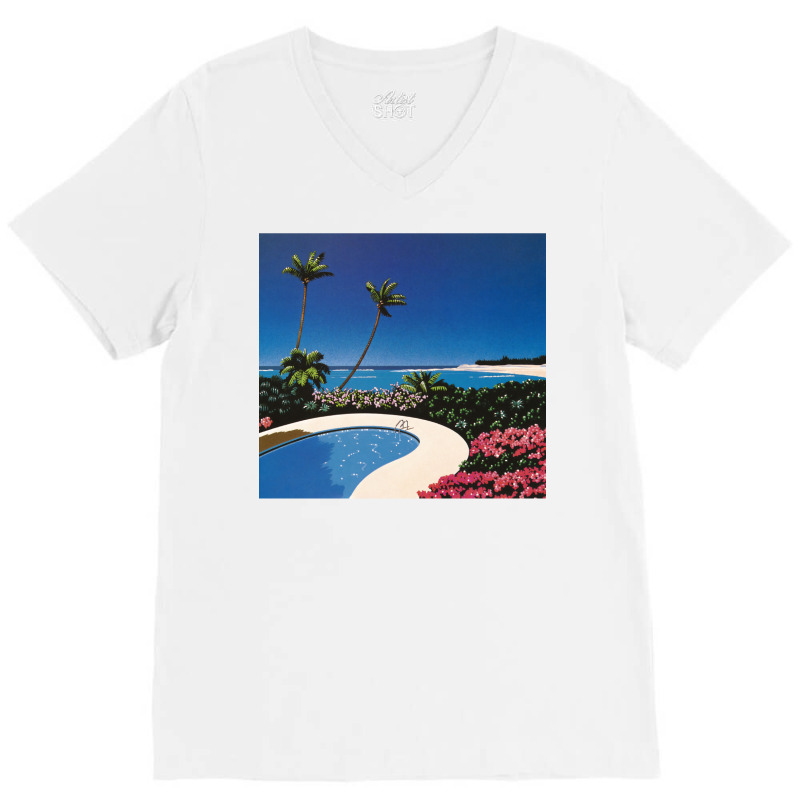 Hiroshi Nagai Art Print Poster Vaporwave Aesthetic Wallpaper V-neck Tee | Artistshot