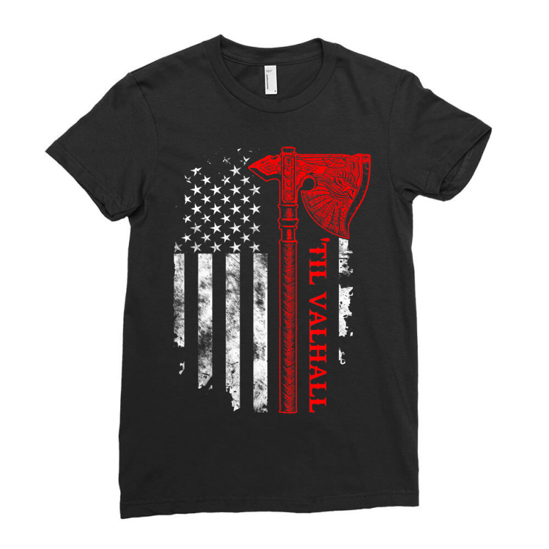 Trending American Viking Axe Flag Ladies Fitted T-Shirt by Sizemore Adame | Artistshot