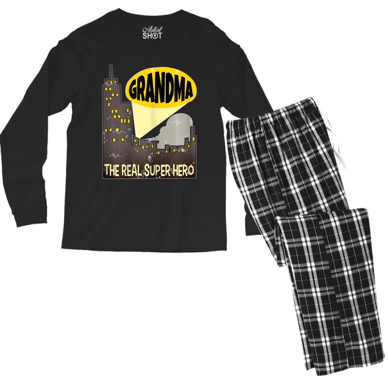 Trending Womens Super Grandma Grandma The Real Superhero Gifts Men's Long Sleeve Pajama Set | Artistshot